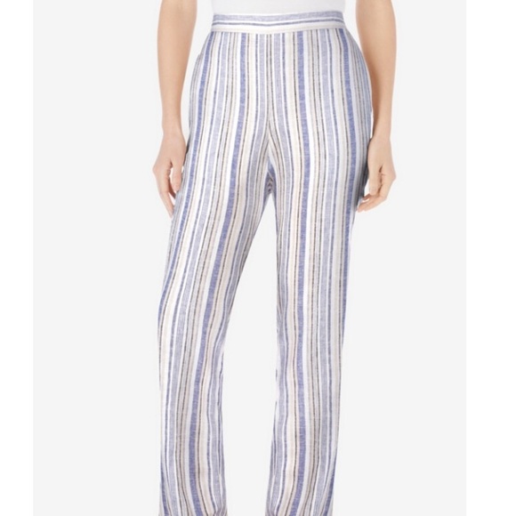 Woman Within Straight Leg Stripe Linen NWT Pants    size 26 - Picture 1 of 11